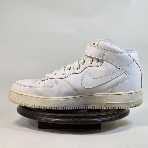 Nike Air Force 1 Mid Shoes Mens Size 10.5 White Leather CW2289-111 Classic Retro - Picture 8 of 10